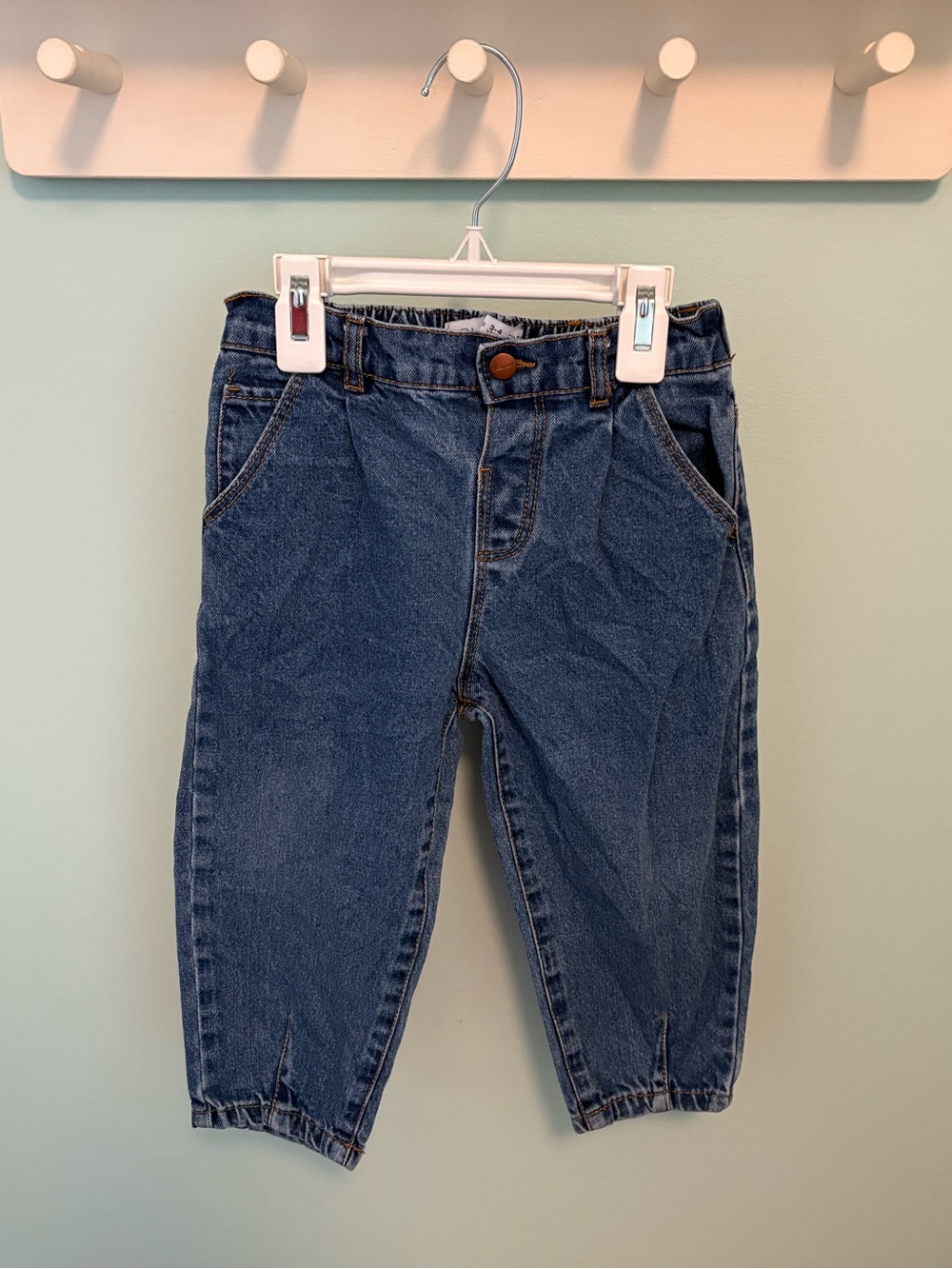 Zara Blue Tapered Hem Denim Jeans